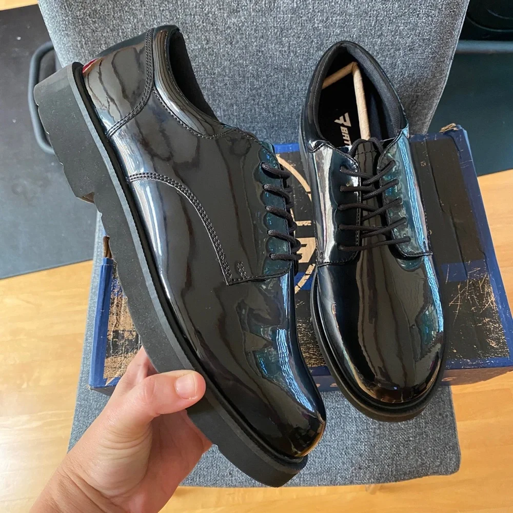 BATES Men's Black Gloss Service Uniform Duty Work Oxford Shoes